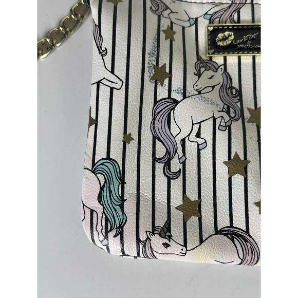 Luv Betsey Johnson Unicorn Crossbody Purse – Striped & Star Print Pastel Handbag - Picture 5 of 10